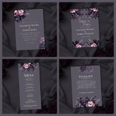 Gothic Plum Floral Wedding RSVP Card