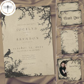 Gothic Raven Tree Gravur Schwarze Tan Hochzeit Save The Date