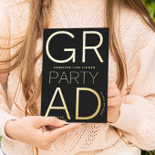Party High School Grad Schwarz-weiß Modernes Minim Einladung