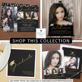 Eleganter Abschluss 3 Fotos Schwarzes Gold-Script- Einladung