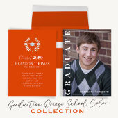 Graduate Modern Simple Foto Minimalistisch Orange Einladung