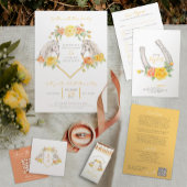 Gray horses and yellow roses monogrammed wedding runder pappuntersetzer