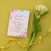 Chic Green & Pink Delikate Wasserfarbenflora Quadratischer Aufkleber