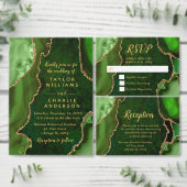 Green and Gold Agate Wedding Program Programm (Personalisiere diese Kollektion eines unabhängigen Creators.)