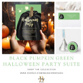 Niedliches Green Script Pumpkin-Halloween-Party Einladung