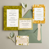Olive Green Boho Floral Wedding RSVP Response Card