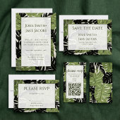 Grüne Dschungel-Blätter, kühne und moderne Tischnu Einladung