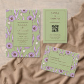 Green Lila Retro Y2K Funky Hippie Blume Muster Einladung (Personalisiere diese Kollektion eines unabhängigen Creators.)