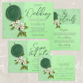 Green Seal Wedding Response Card RSVP Karte