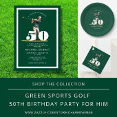 Personalized Green Sports Golf 50th Birthday Rechteckiger Pappuntersetzer