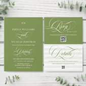 Einfaches Monogramm Grüne Hochzeit  Acryleinladungen (Personalisiere diese Kollektion eines unabhängigen Creators.)
