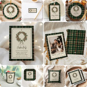 Grüner Tartan-Weihnachtskranz Geschenkpapier