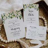 Grüne Weiße Herbstblütenhochzeit Spanisch Einladung