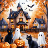 Niedlich Black Cat Halloween | Kawaii Pumpkin Geschenkpapier Set