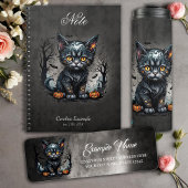 Halloween Nacht mit Kätzchen und Kürbissen. Badhandtuch Set