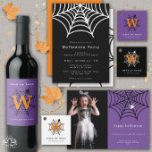 Halloween Spider Web Spooky Modernes Lila Party Einladung