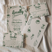 Handgezogenes Gemüse, selbst geerntet, Babydusche Dankeskarte