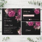 Hand Drawn Roses Dark Romantic Wedding Menükarte (Personalisiere diese Kollektion eines unabhängigen Creators.)