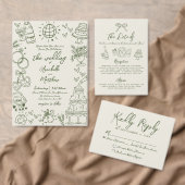 Hand Drawn Vintage Retro Wedding Gästebuch (Personalisiere diese Kollektion eines unabhängigen Creators.)