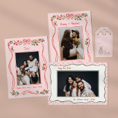 HandGezeichnet Vintage Rosa Weihnachtsfeiertage Um Runder Aufkleber