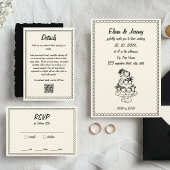 Hand Drawn Scribble Vintage Sketch French Wedding Dankeskarte