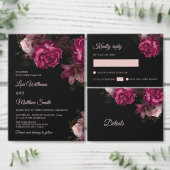 Dark Romantic Hand Drawn Roses Wedding Einladung (Personalisiere diese Kollektion eines unabhängigen Creators.)