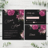 Dark Hand Drawn Roses Photo Wedding Einladung (Personalisiere diese Kollektion eines unabhängigen Creators.)
