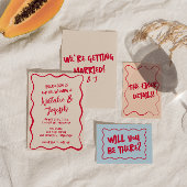 Handgeschriebene, rosa Gezeichnet Retro-Hochzeit Save The Date