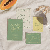 Handgeschriebene Minze Grün Retro Whimsical Weddin RSVP Karte