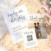 Minimale Typografie Foto QR Code Hochzeit RSVP Begleitkarte