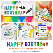 Custom Rainbow Colors Happy Birthday Vielen Dank Quadratischer Aufkleber