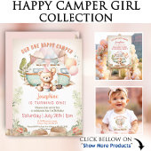 Happy Camper Sommer 1. Geburtstag Girl Einladung