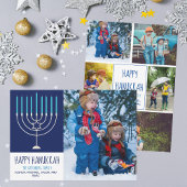 Happy Hanukkah Foto Collage Schönes Blau Custom Geschenkpapier