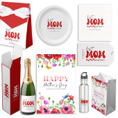 Weißes Rotes Wasser Blumenstrauß Muttertag Brunch Einladung