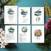 Watercolor Hawaii Hochzeit in Urlaubsort Einladung