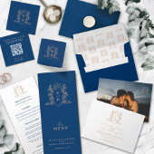 Monogramm Kronenkrone Wappen Rose Gold dunkelblaue Untersetzer