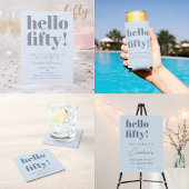 Bold Soft Blue Modern 50th Birthday Custom Serviette