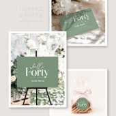 Moderne minimalgrün 40. Geburtstagsdekoration Pappteller