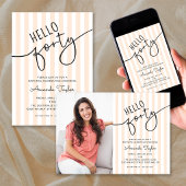 Hello Forty Modern Script Chic 40th Birthday Party Runder Aufkleber