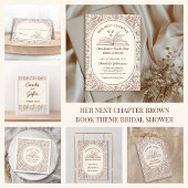 Book Theme Floral Brown Bridal Shower Platzkarte