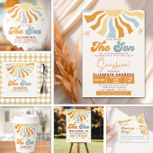 Here come the son - Groovy Style Baby Shower Begleitkarte