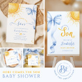 Blauer Bogen Sun Baby Shower Favor Aufkleber