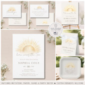 Beige Here Comes The Son Boho Boy Baby Shower Pappteller