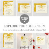 Here comes the son boho retro baby shower  quadratischer aufkleber