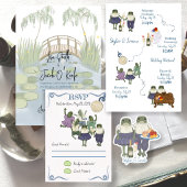 Hoppy Hour illustrierte Frösche Hochzeit Aufkleber