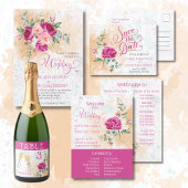 Hot Pink Color Splash Wedding Save the Date Postkarte