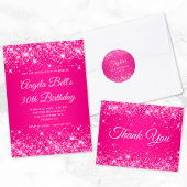 Glittery Hot Pink 40. Geburtstag Rechteckiger Pappuntersetzer