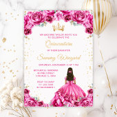 Hot Pink Princess Floral Quinceñera Rechteckiger Pappuntersetzer