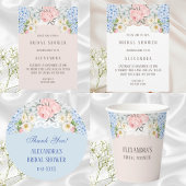 Pink Peony Romantic Blue Hydrangea Brautparty Serviette