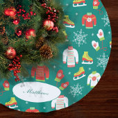 Eis-Skate, Mitten und Schneeflocken-Muster Aquamar Kleiner Weihnachtsstrumpf